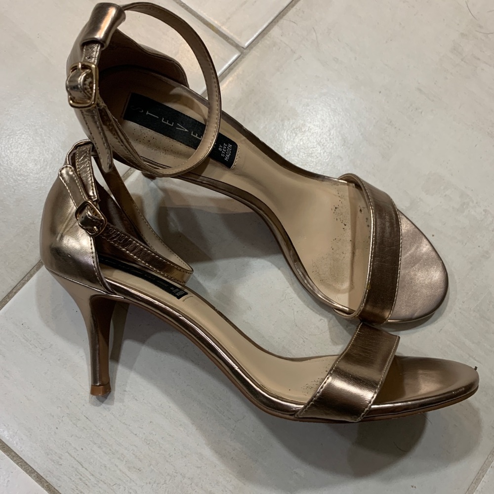 Steve Madden Gold Ankle Strap Heels